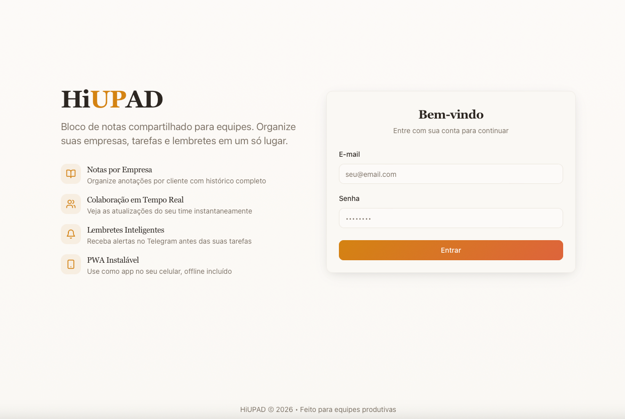 HiUPAD - Gestão de Anotações e Colaboração Corporativa
